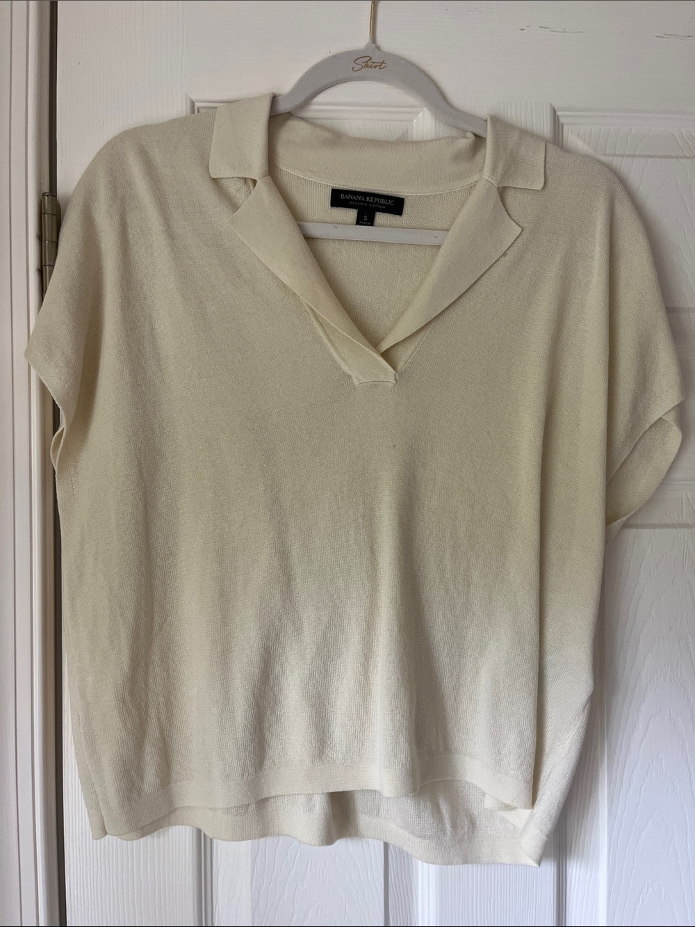 Banana Republic Ivory Short Sleeve Polo knit sweater like Top